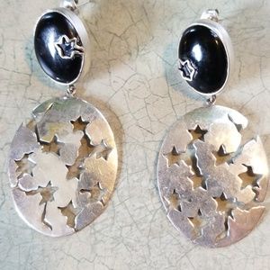 CHIC&UNIQUE 925&ONYX LG.ARTISAN EARRINGS